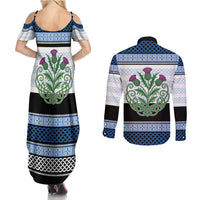 Scotland Celtic Knot Couples Matching Summer Maxi Dress and Long Sleeve Button Shirt Celtic Nation Heritage Pride - Wonder Print Shop