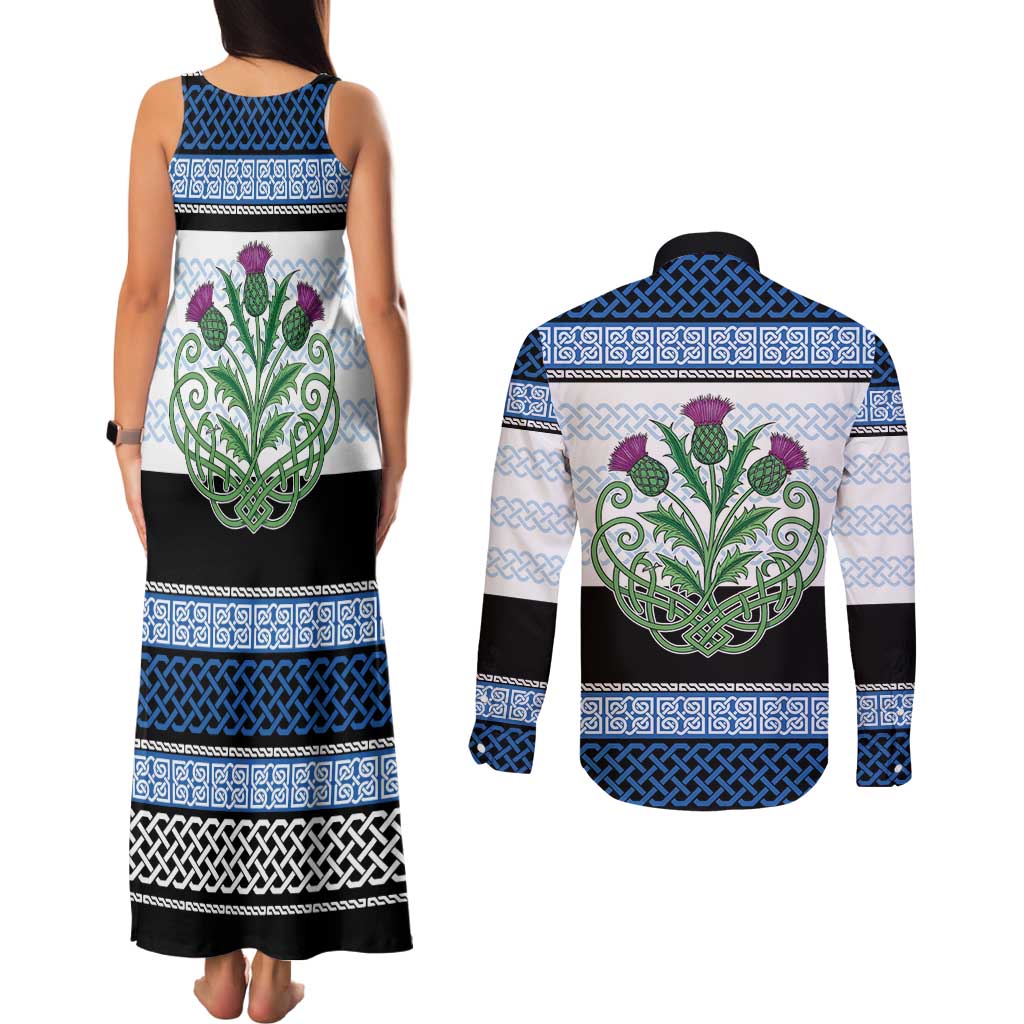 Scotland Celtic Knot Couples Matching Tank Maxi Dress and Long Sleeve Button Shirt Celtic Nation Heritage Pride - Wonder Print Shop