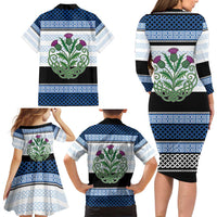 Scotland Celtic Knot Family Matching Long Sleeve Bodycon Dress and Hawaiian Shirt Celtic Nation Heritage Pride - Wonder Print Shop