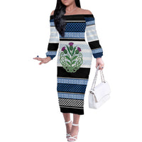 Scotland Celtic Knot Family Matching Off The Shoulder Long Sleeve Dress and Hawaiian Shirt Celtic Nation Heritage Pride - Wonder Print Shop