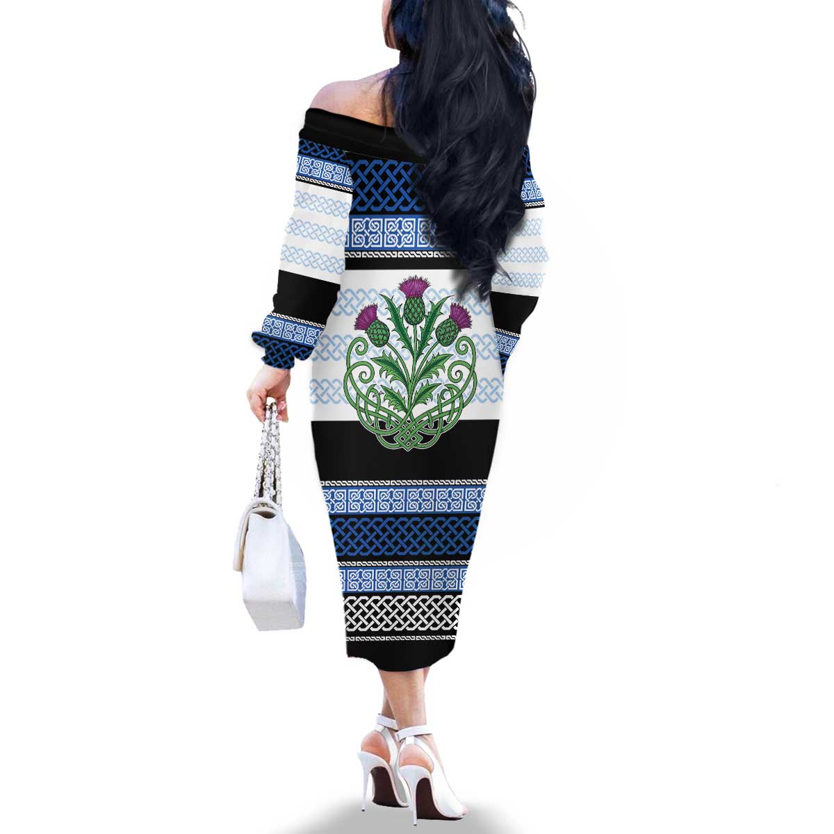 Scotland Celtic Knot Family Matching Off The Shoulder Long Sleeve Dress and Hawaiian Shirt Celtic Nation Heritage Pride - Wonder Print Shop