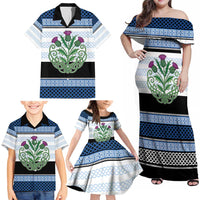 Scotland Celtic Knot Family Matching Off Shoulder Maxi Dress and Hawaiian Shirt Celtic Nation Heritage Pride - Wonder Print Shop