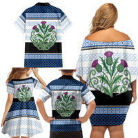 Scotland Celtic Knot Family Matching Off Shoulder Short Dress and Hawaiian Shirt Celtic Nation Heritage Pride - Wonder Print Shop