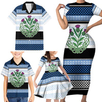 Scotland Celtic Knot Family Matching Short Sleeve Bodycon Dress and Hawaiian Shirt Celtic Nation Heritage Pride - Wonder Print Shop