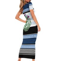 Scotland Celtic Knot Family Matching Short Sleeve Bodycon Dress and Hawaiian Shirt Celtic Nation Heritage Pride - Wonder Print Shop