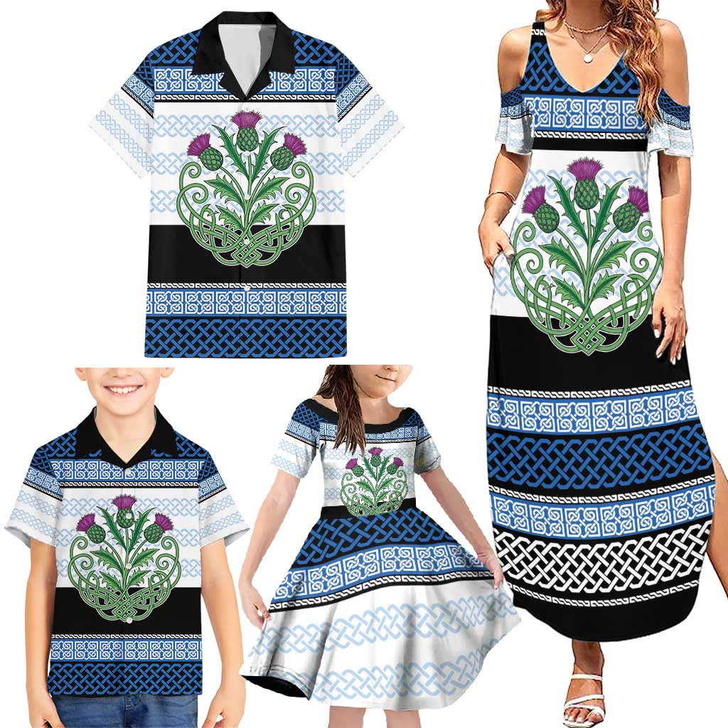 Scotland Celtic Knot Family Matching Summer Maxi Dress and Hawaiian Shirt Celtic Nation Heritage Pride - Wonder Print Shop