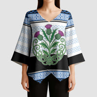 Scotland Celtic Knot Kimono Sleeve Blouse Celtic Nation Heritage Pride - Wonder Print Shop