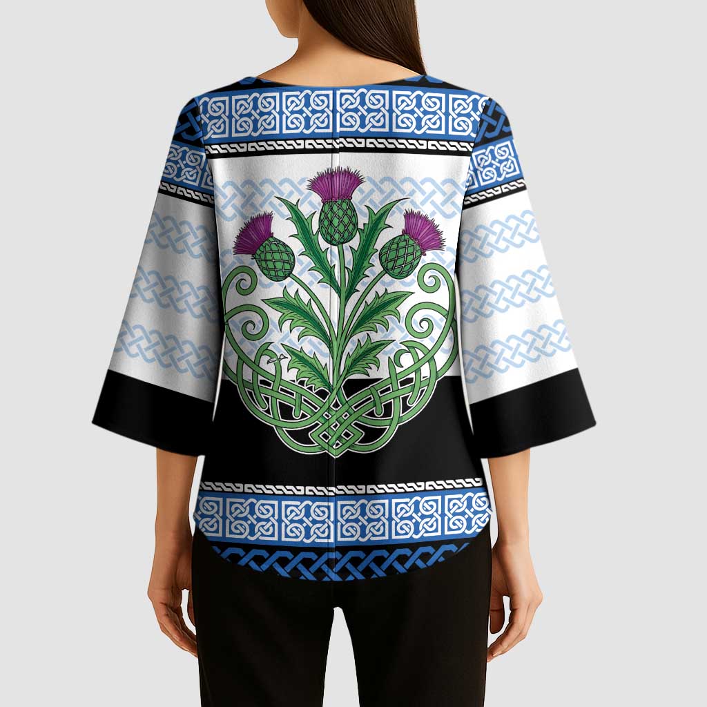 Scotland Celtic Knot Kimono Sleeve Blouse Celtic Nation Heritage Pride - Wonder Print Shop