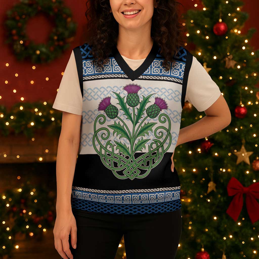 Scotland Celtic Knot Christmas Knitted V-Neck Vest Celtic Nation Heritage Pride - Wonder Print Shop