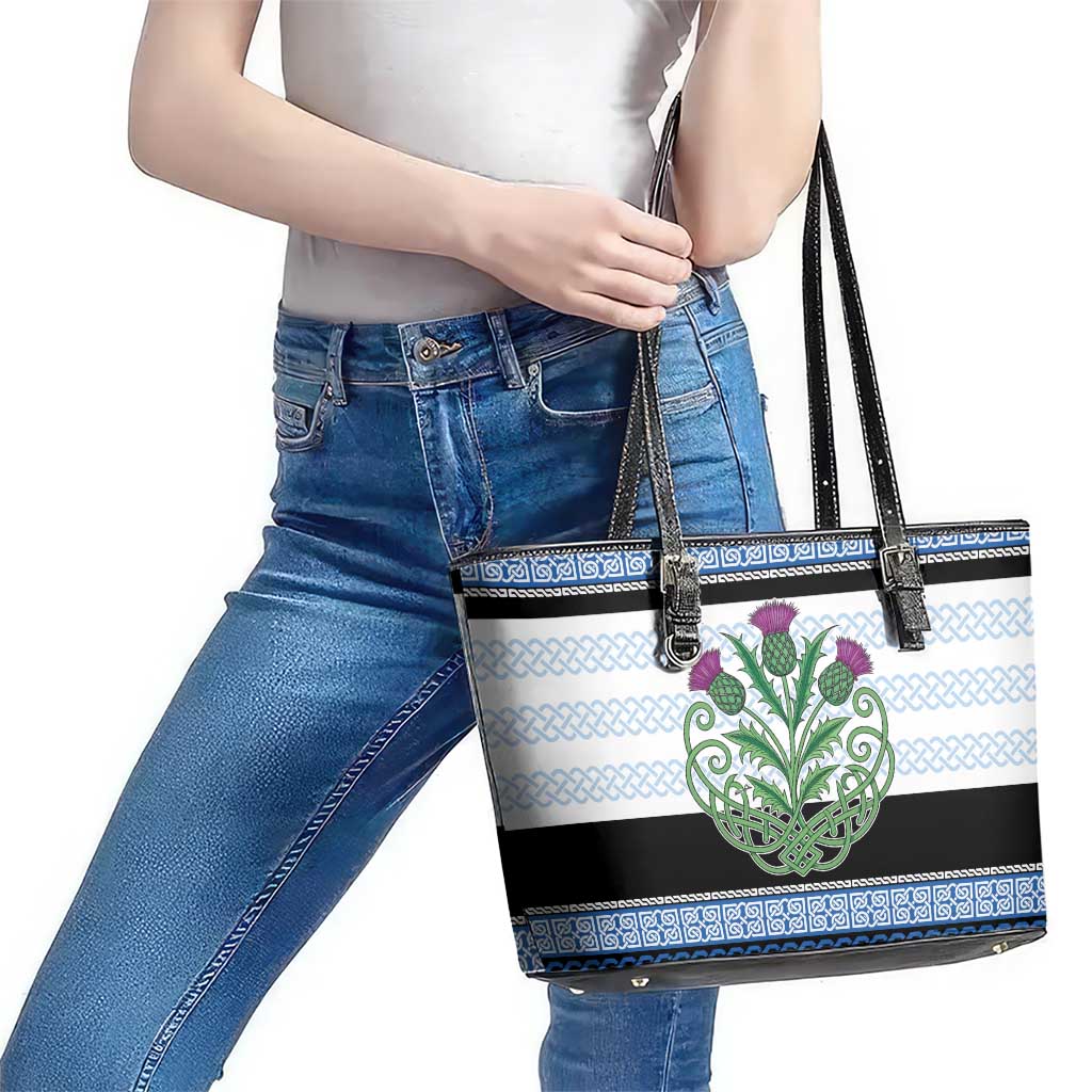 Scotland Celtic Knot Leather Tote Bag Celtic Nation Heritage Pride - Wonder Print Shop