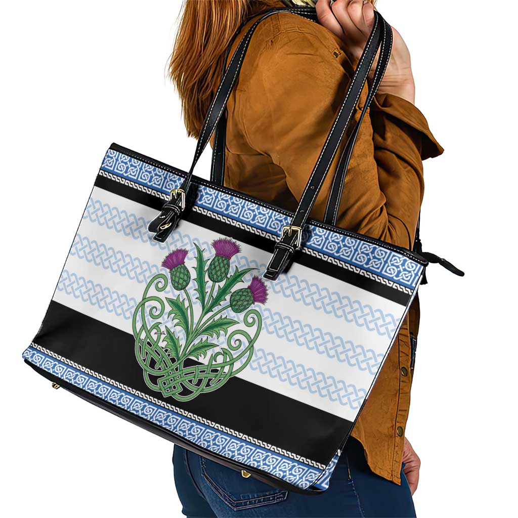 Scotland Celtic Knot Leather Tote Bag Celtic Nation Heritage Pride - Wonder Print Shop