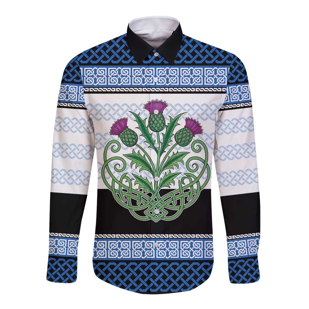 Scotland Celtic Knot Long Sleeve Button Shirt Celtic Nation Heritage Pride - Wonder Print Shop