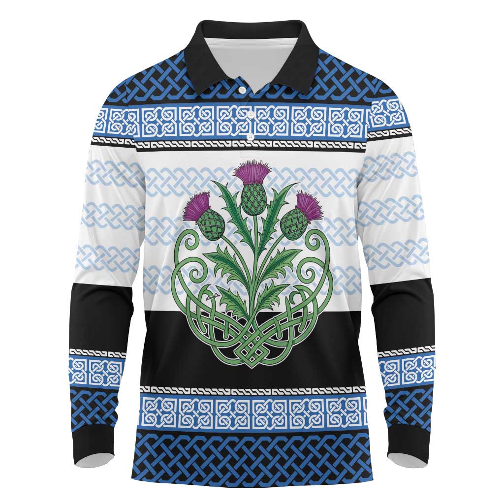 Scotland Celtic Knot Long Sleeve Polo Shirt Celtic Nation Heritage Pride - Wonder Print Shop