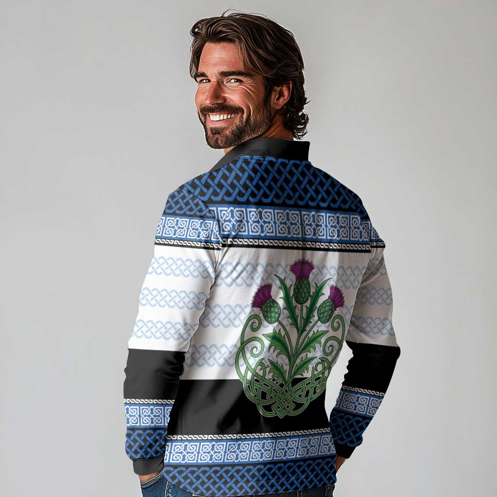 Scotland Celtic Knot Long Sleeve Polo Shirt Celtic Nation Heritage Pride - Wonder Print Shop