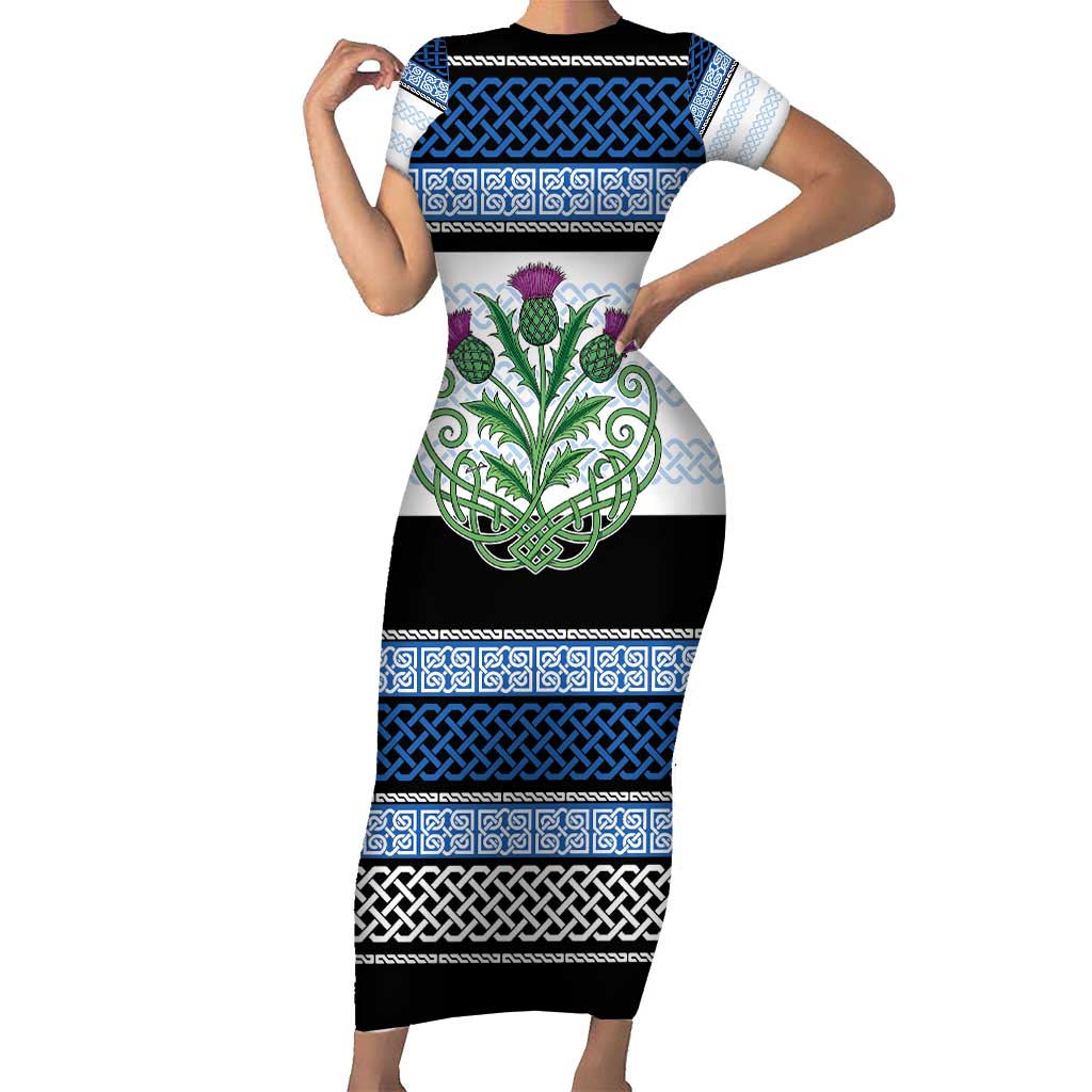 Scotland Celtic Knot Short Sleeve Bodycon Dress Celtic Nation Heritage Pride - Wonder Print Shop