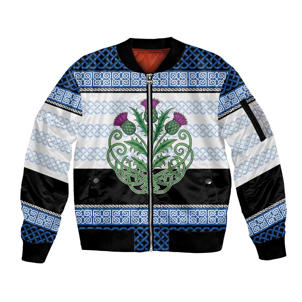 Scotland Celtic Knot Sleeve Zip Bomber Jacket Celtic Nation Heritage Pride - Wonder Print Shop