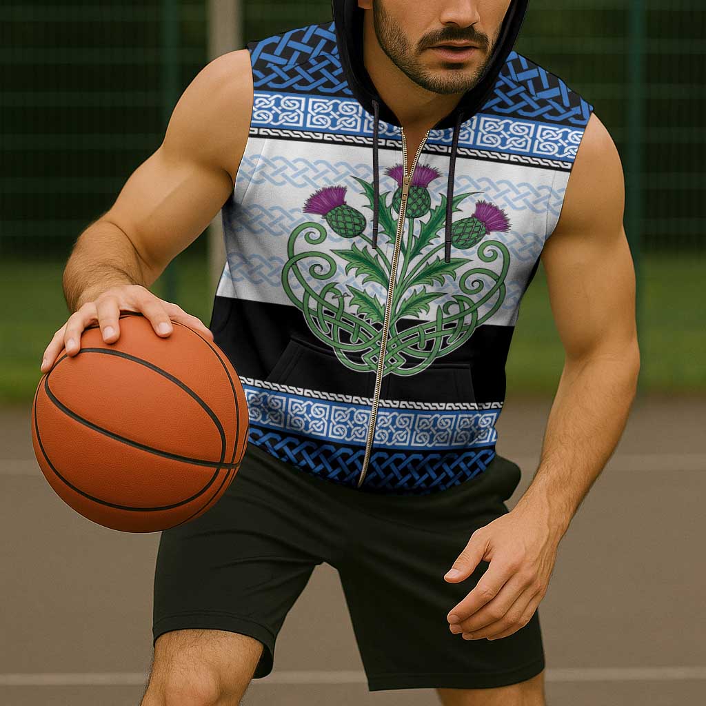 Scotland Celtic Knot Sleeveless Zip Hoodie Celtic Nation Heritage Pride - Wonder Print Shop