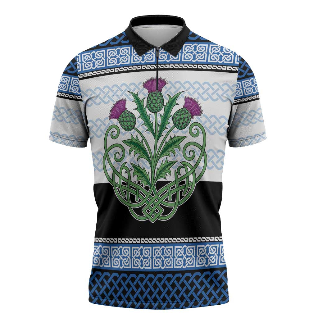 Scotland Celtic Knot Zipper Polo Shirt Celtic Nation Heritage Pride - Wonder Print Shop
