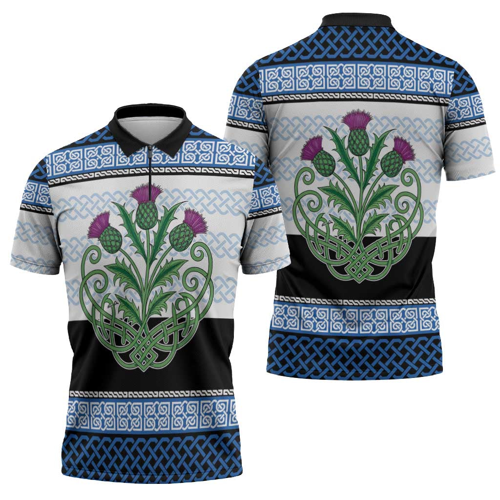 Scotland Celtic Knot Zipper Polo Shirt Celtic Nation Heritage Pride - Wonder Print Shop