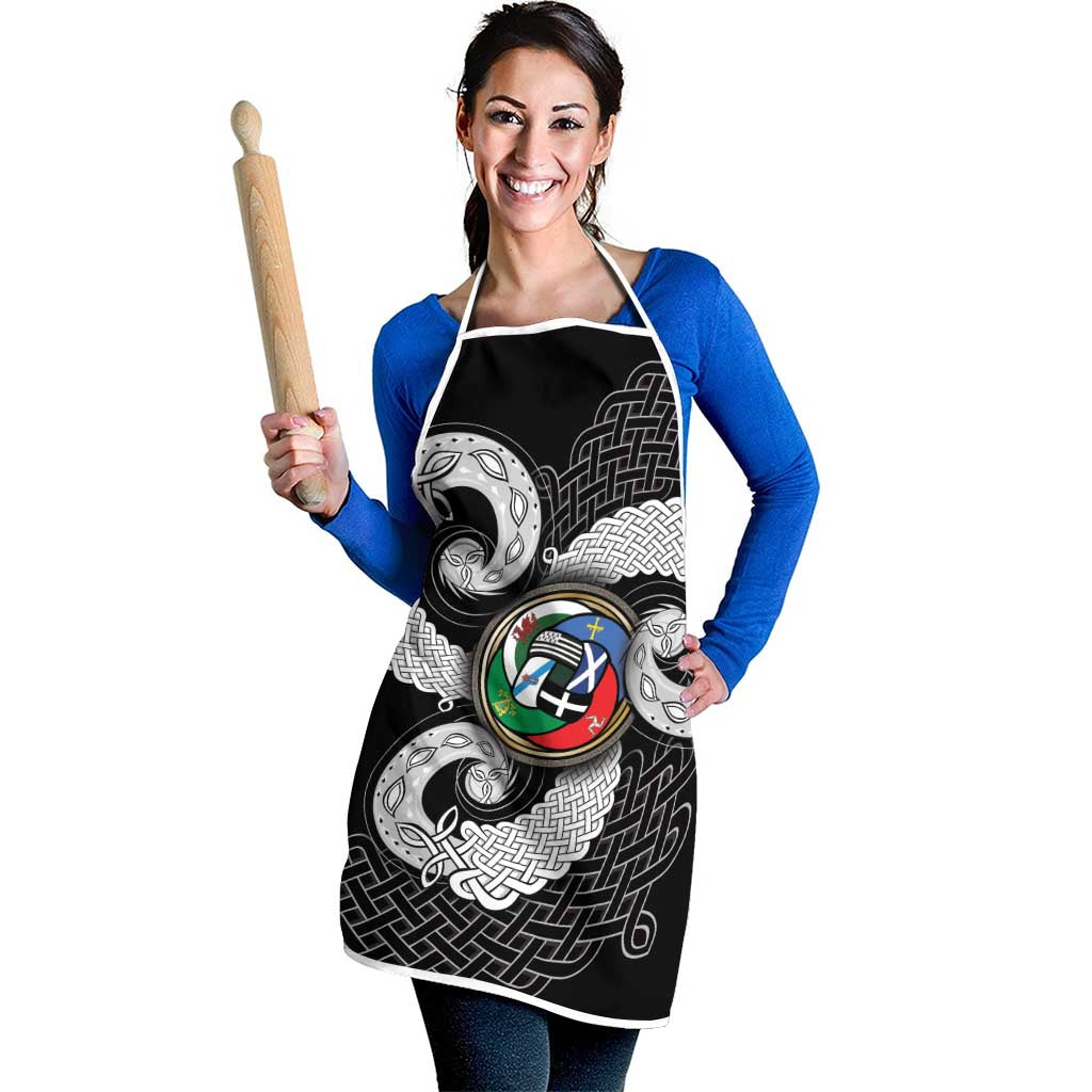 Six Celtic Countries Heritage Apron Black Celtic Knot Triskelion - Wonder Print Shop