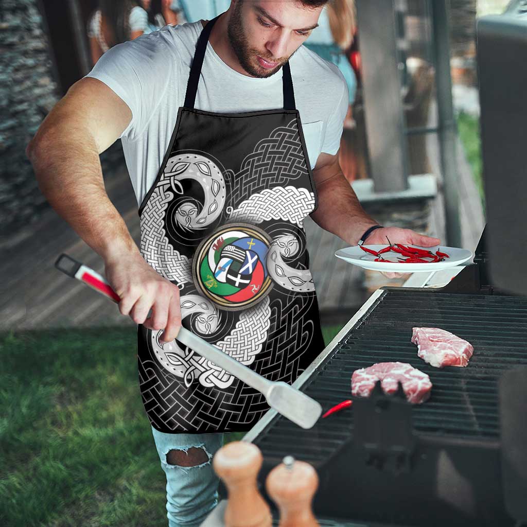 Six Celtic Countries Heritage Apron Black Celtic Knot Triskelion - Wonder Print Shop