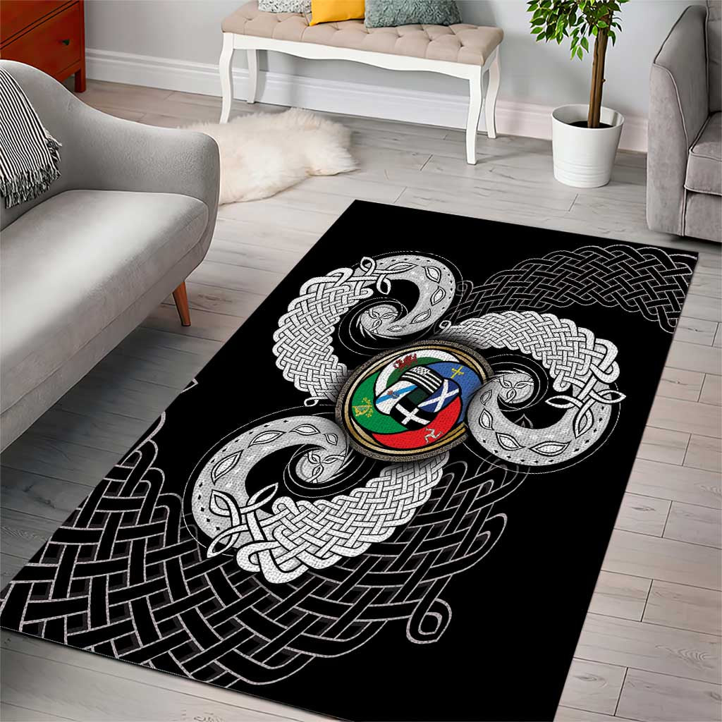 Six Celtic Countries Heritage Area Rug Black Celtic Knot Triskelion - Wonder Print Shop