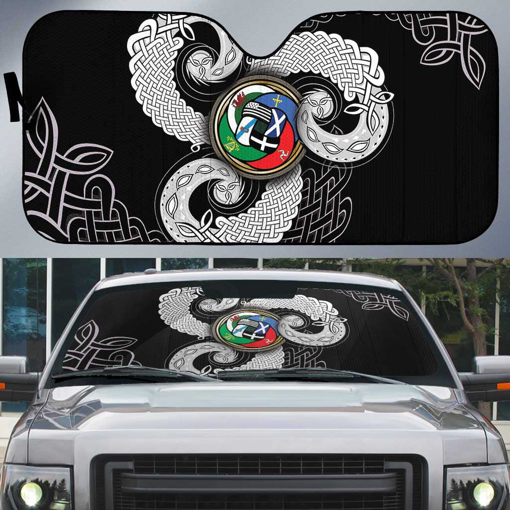 Six Celtic Countries Heritage Auto Sun Shade Black Celtic Knot Triskelion - Wonder Print Shop