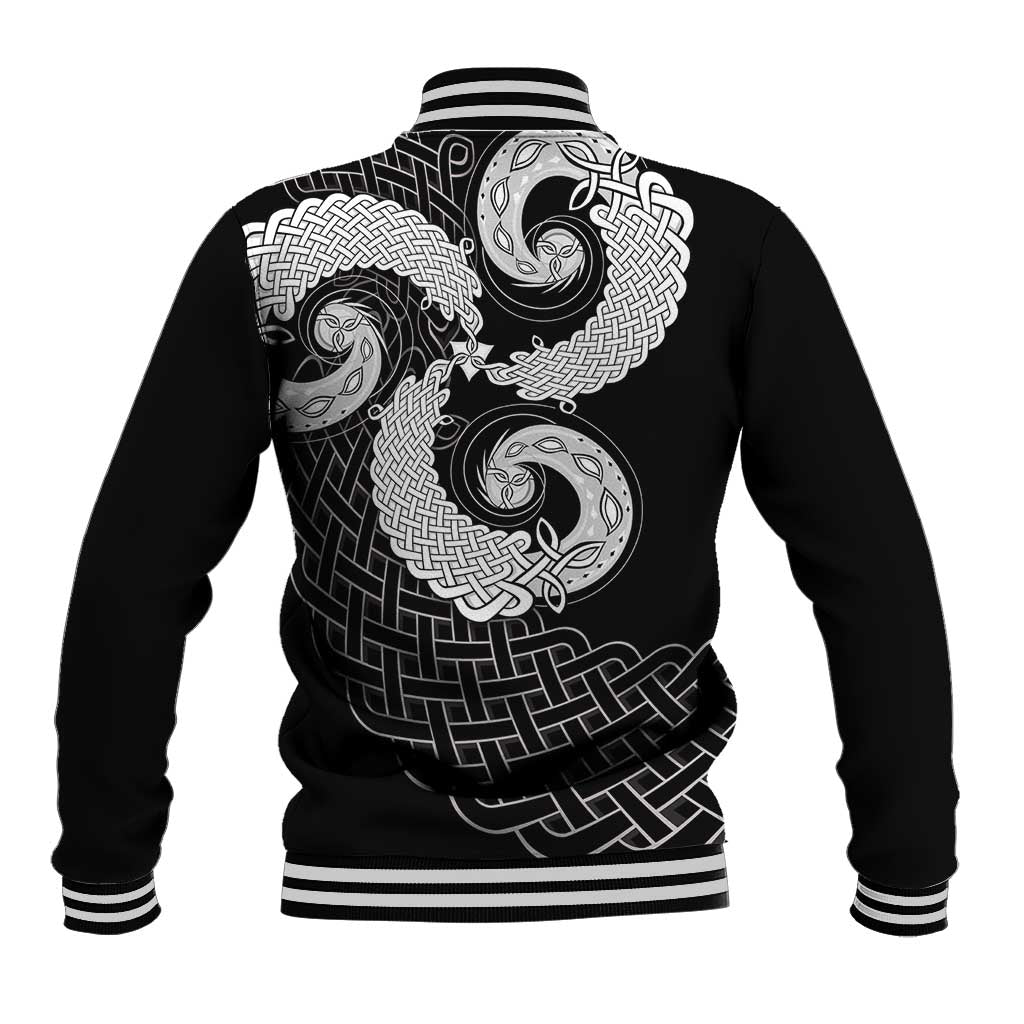 Six Celtic Countries Heritage Baseball Jacket Black Celtic Knot Triskelion - Wonder Print Shop