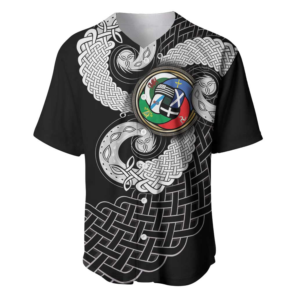 Six Celtic Countries Heritage Baseball Jersey Black Celtic Knot Triskelion - Wonder Print Shop