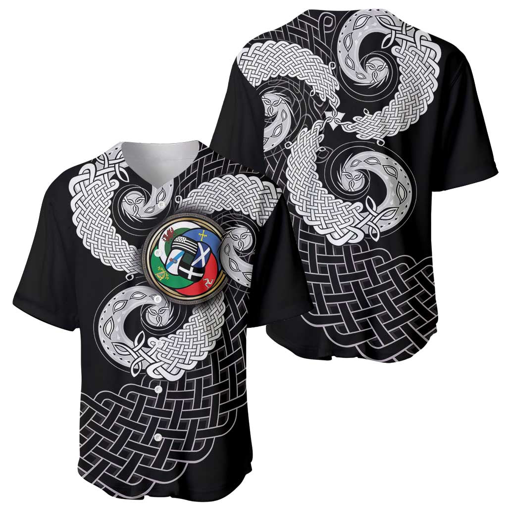 Six Celtic Countries Heritage Baseball Jersey Black Celtic Knot Triskelion - Wonder Print Shop
