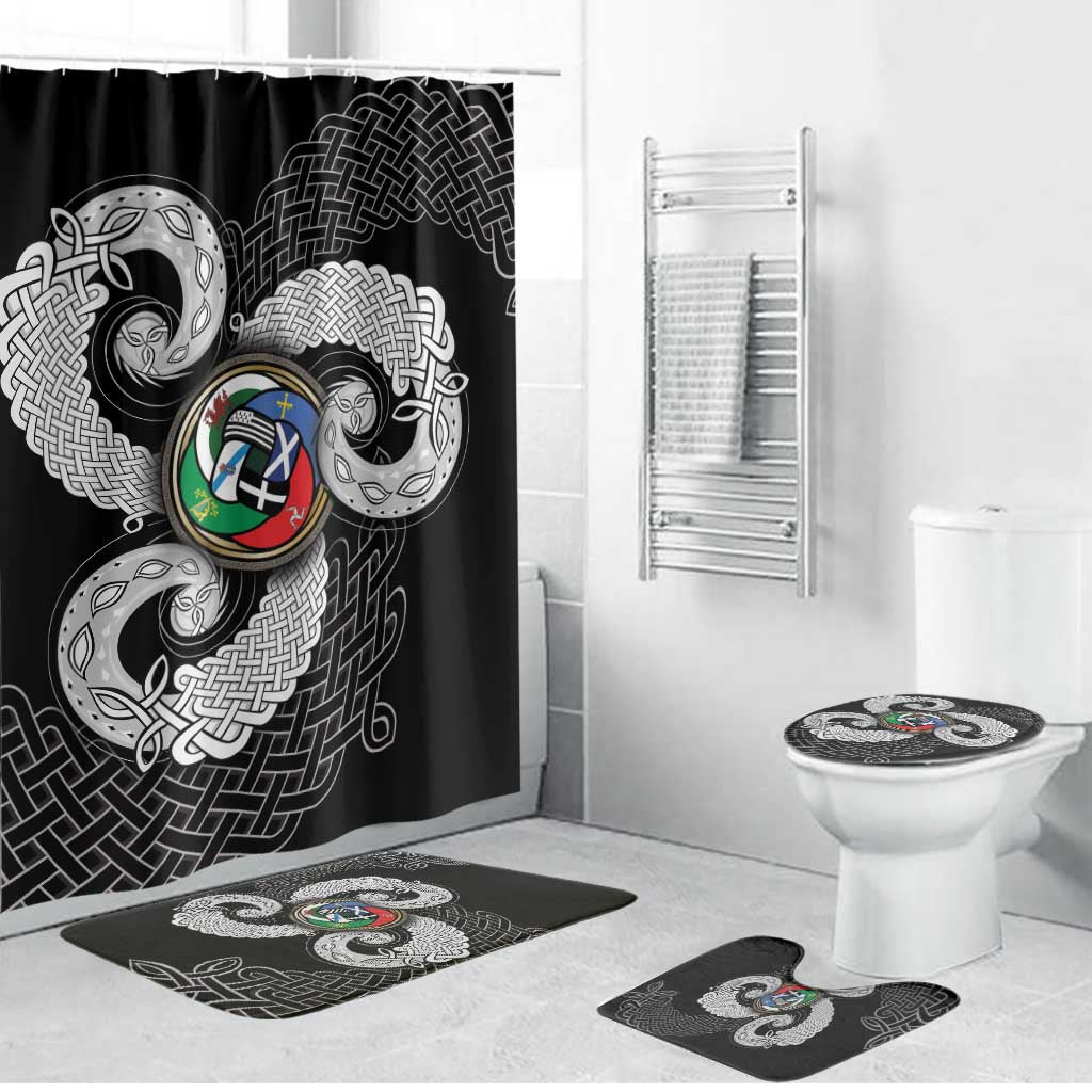 Six Celtic Countries Heritage Bathroom Set Black Celtic Knot Triskelion - Wonder Print Shop