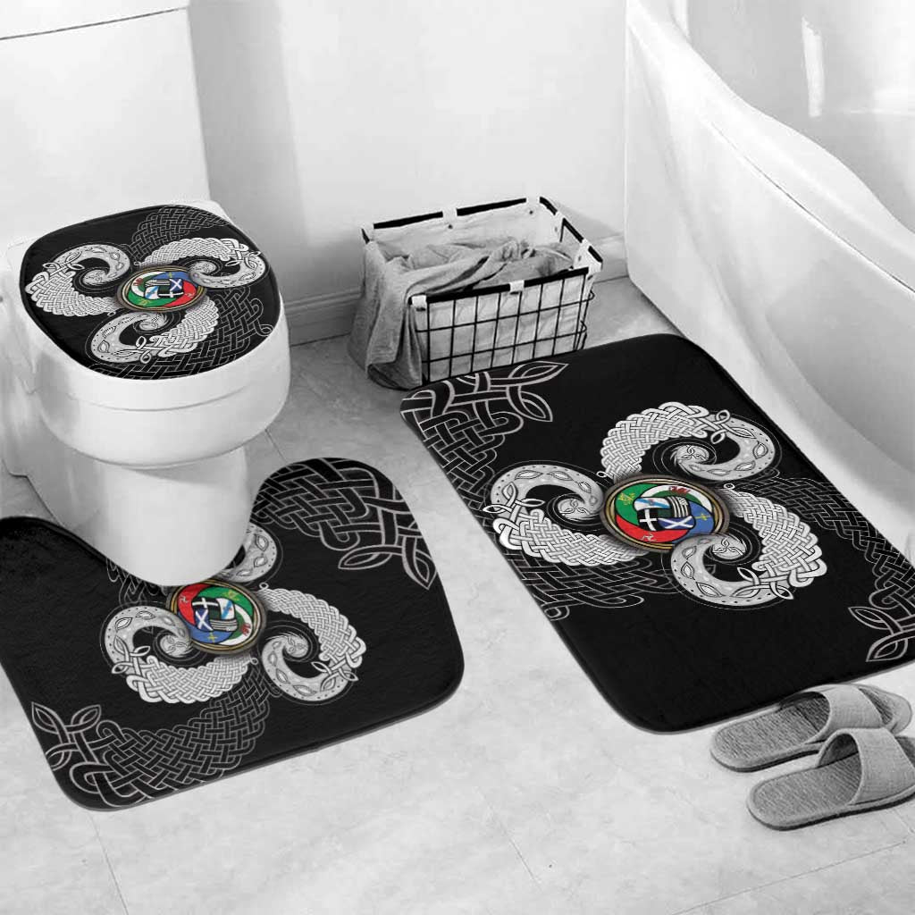 Six Celtic Countries Heritage Bathroom Set Black Celtic Knot Triskelion - Wonder Print Shop