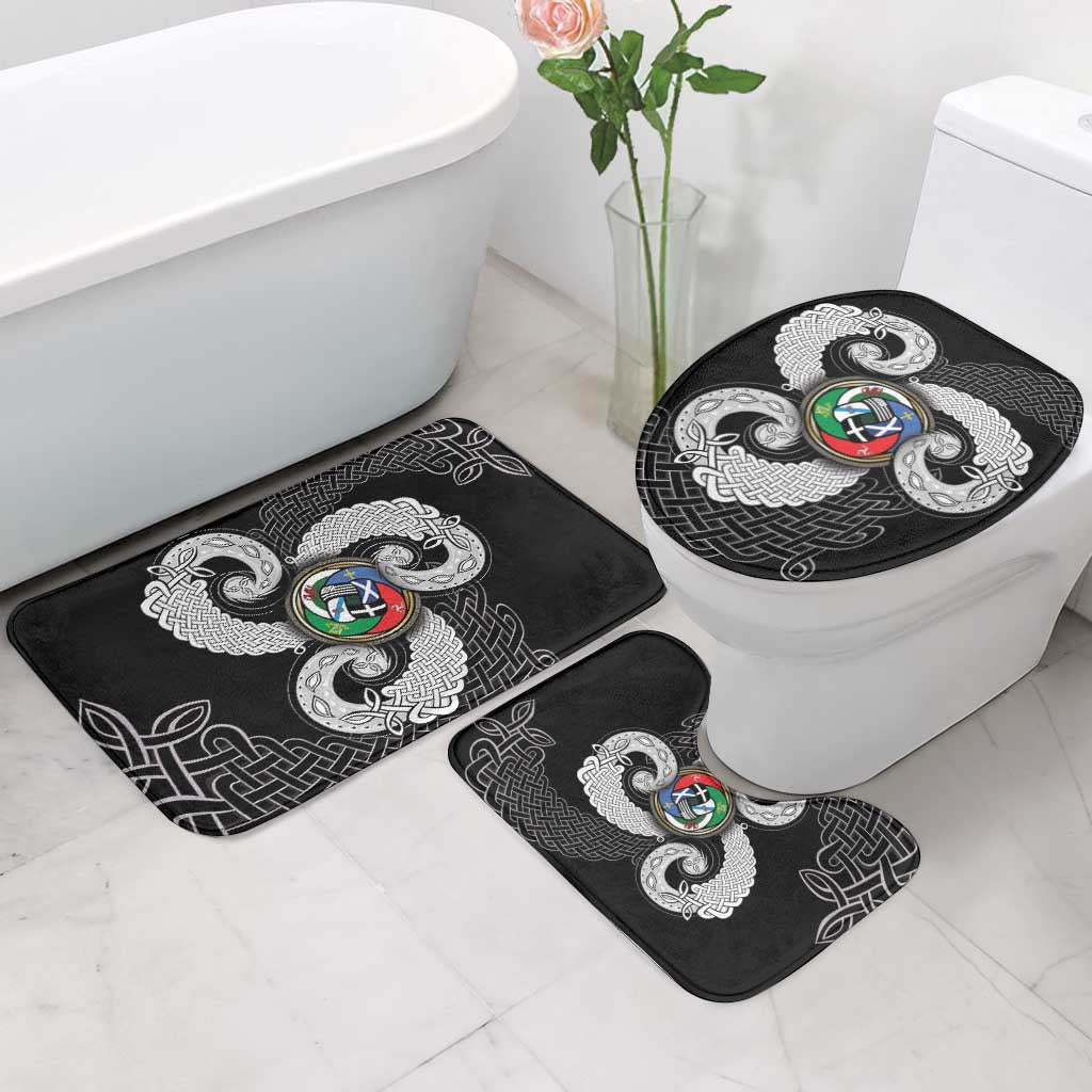 Six Celtic Countries Heritage Bathroom Set Black Celtic Knot Triskelion - Wonder Print Shop