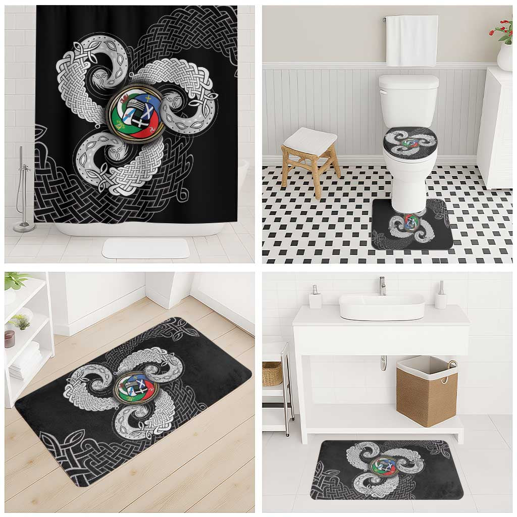 Six Celtic Countries Heritage Bathroom Set Black Celtic Knot Triskelion - Wonder Print Shop
