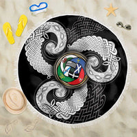 Six Celtic Countries Heritage Beach Blanket Black Celtic Knot Triskelion - Wonder Print Shop