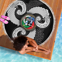 Six Celtic Countries Heritage Beach Blanket Black Celtic Knot Triskelion - Wonder Print Shop