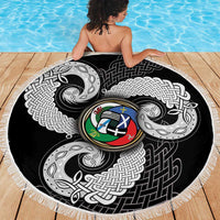 Six Celtic Countries Heritage Beach Blanket Black Celtic Knot Triskelion - Wonder Print Shop