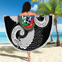 Six Celtic Countries Heritage Beach Blanket Black Celtic Knot Triskelion - Wonder Print Shop
