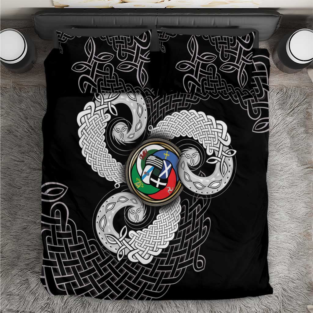 Six Celtic Countries Heritage Bedding Set Black Celtic Knot Triskelion - Wonder Print Shop