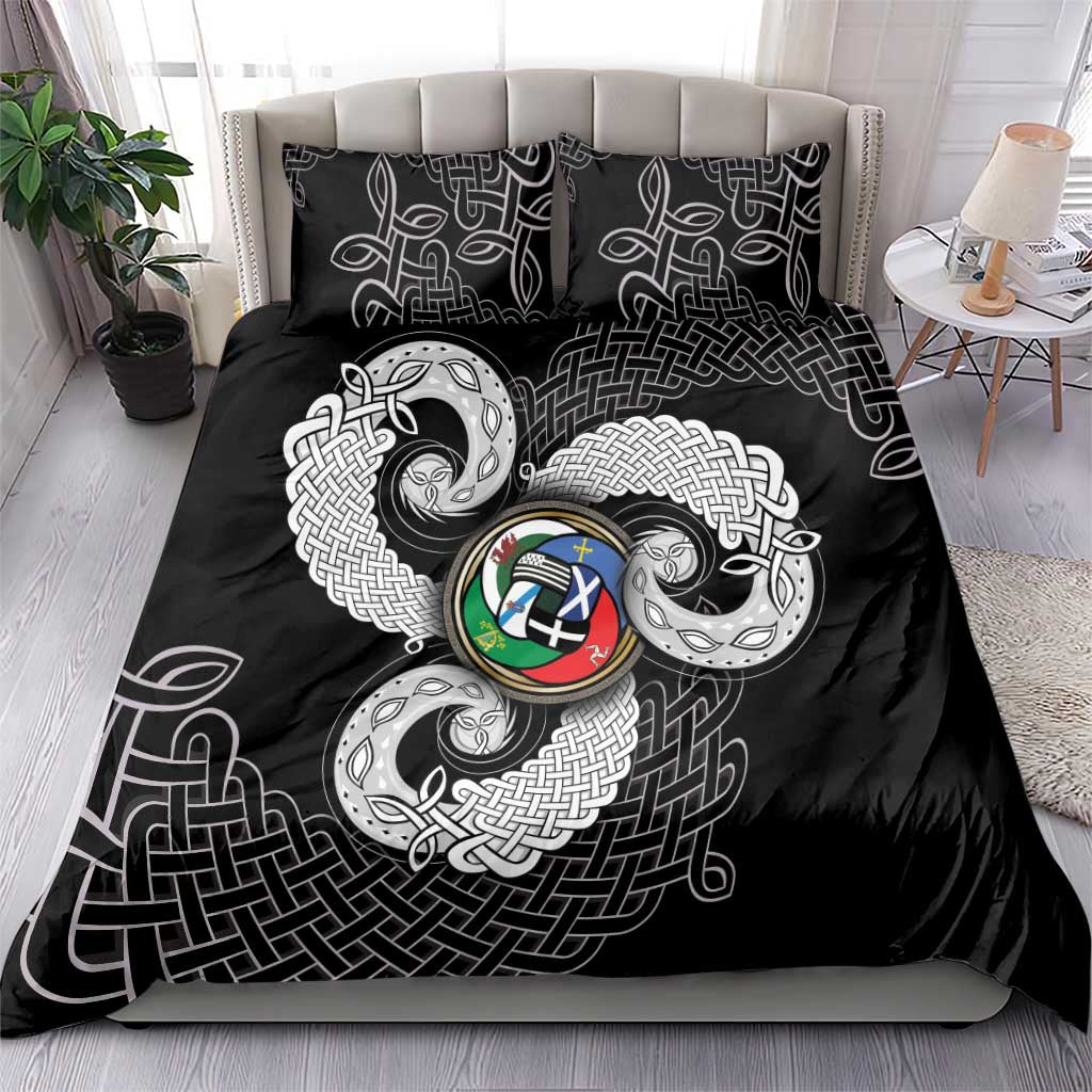 Six Celtic Countries Heritage Bedding Set Black Celtic Knot Triskelion - Wonder Print Shop