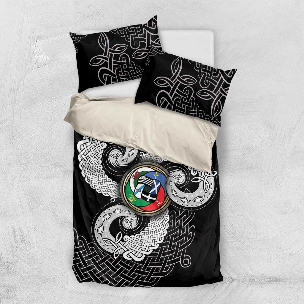 Six Celtic Countries Heritage Bedding Set Black Celtic Knot Triskelion - Wonder Print Shop