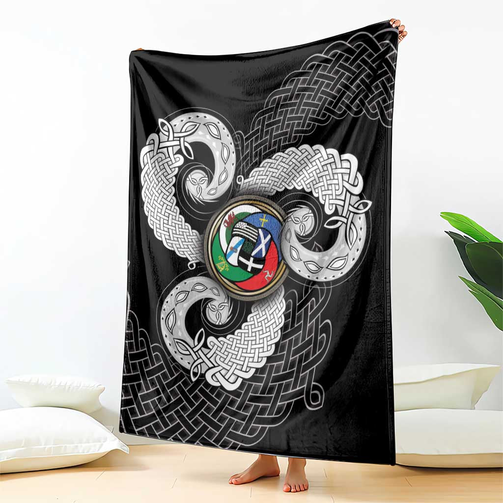 Six Celtic Countries Heritage Blanket Black Celtic Knot Triskelion - Wonder Print Shop