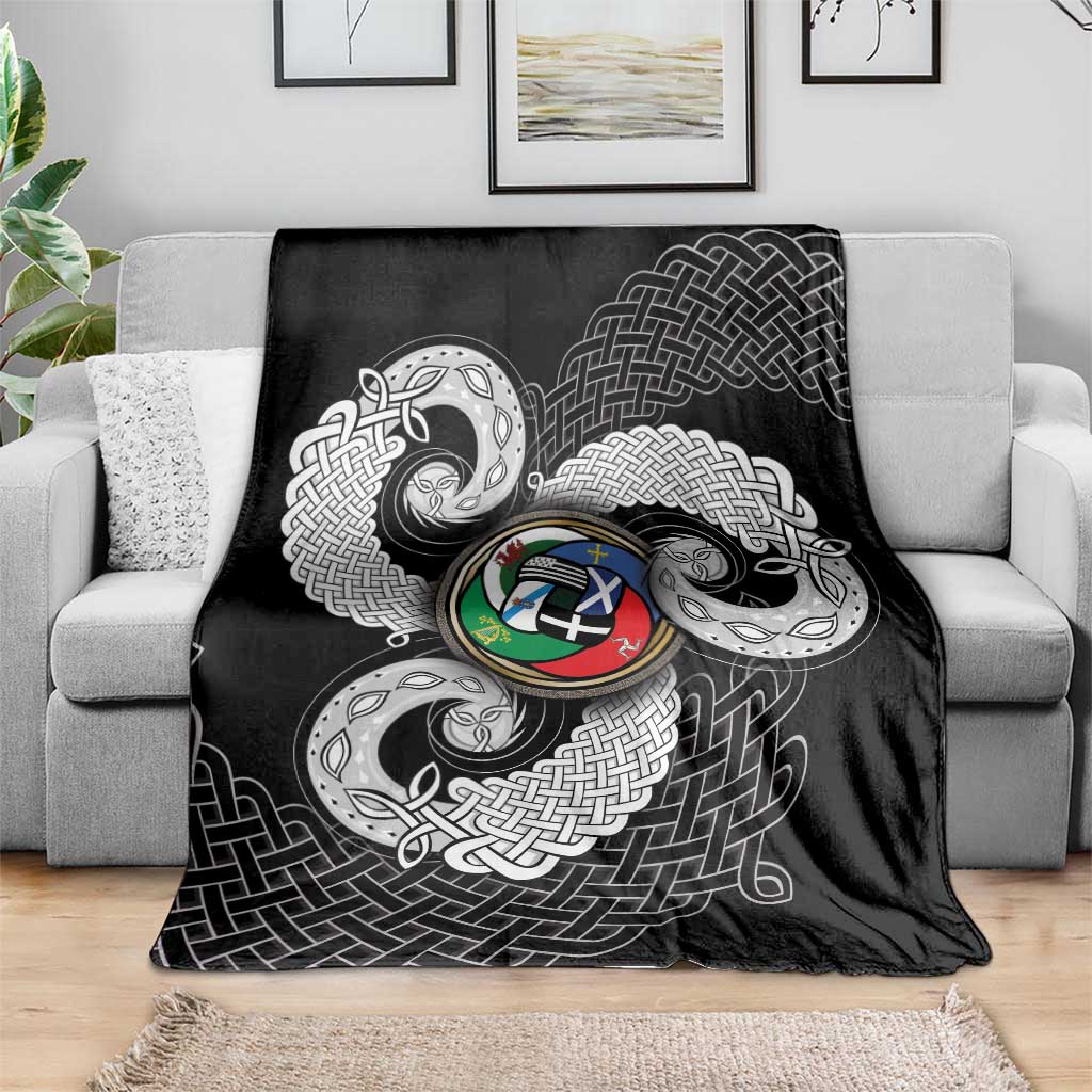 Six Celtic Countries Heritage Blanket Black Celtic Knot Triskelion - Wonder Print Shop