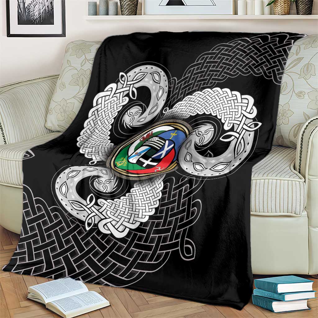 Six Celtic Countries Heritage Blanket Black Celtic Knot Triskelion - Wonder Print Shop