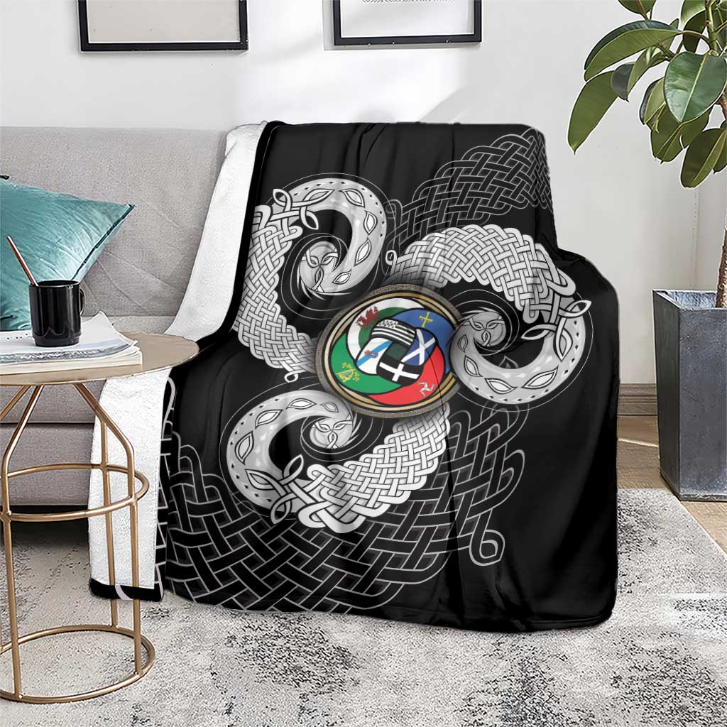Six Celtic Countries Heritage Blanket Black Celtic Knot Triskelion - Wonder Print Shop