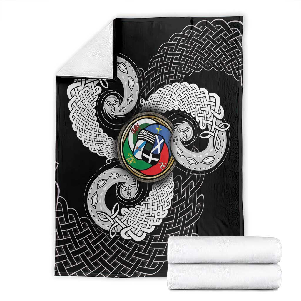 Six Celtic Countries Heritage Blanket Black Celtic Knot Triskelion - Wonder Print Shop