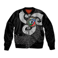Six Celtic Countries Heritage Bomber Jacket Black Celtic Knot Triskelion - Wonder Print Shop