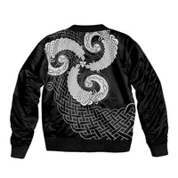 Six Celtic Countries Heritage Bomber Jacket Black Celtic Knot Triskelion - Wonder Print Shop