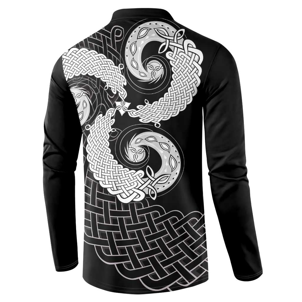 Six Celtic Countries Heritage Button Sweatshirt Black Celtic Knot Triskelion - Wonder Print Shop