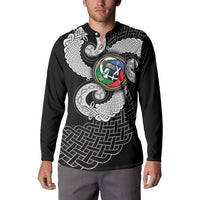 Six Celtic Countries Heritage Button Sweatshirt Black Celtic Knot Triskelion - Wonder Print Shop
